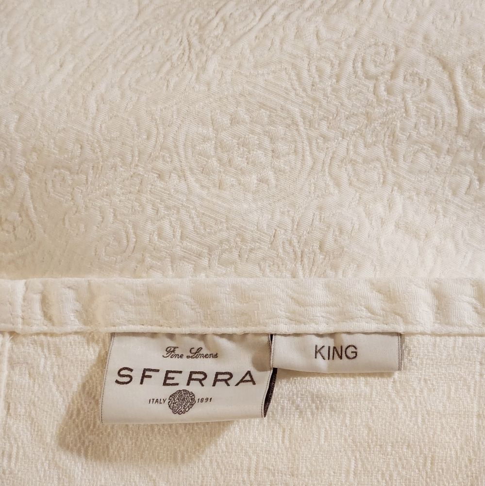 Sferra King Coverlet Ivory Damask